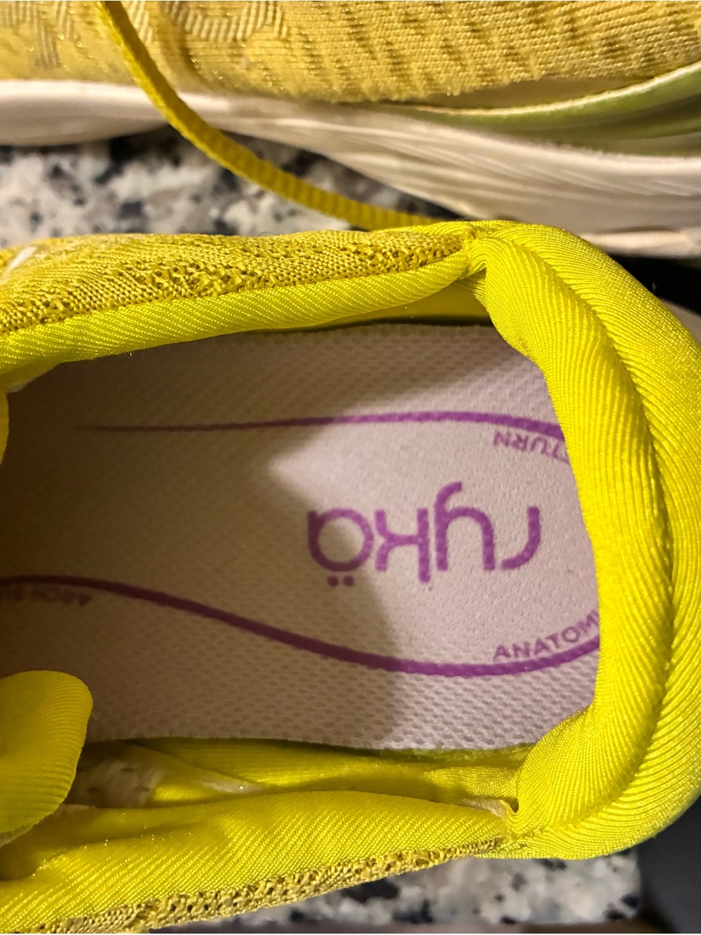 Hoka Men's Running Shoe in Neon Yellow with Purple Insole